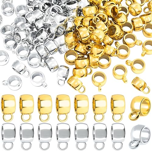 Joez Wonderful Enlaces de cuentas de fianza con lazo de encanto, dije de tubo de conector para fabricación de joyas