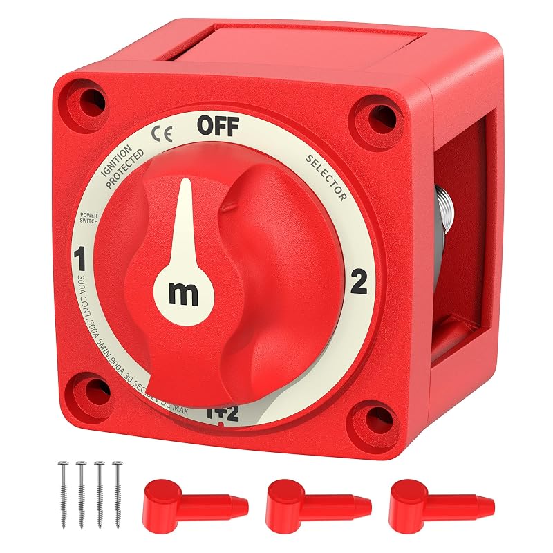 Chave Seccionadora de Bateria RVMARINEPAT 12 V–48 V 300 A, Seletora 4 Posições 1-Both-2-Off – 1 unidade