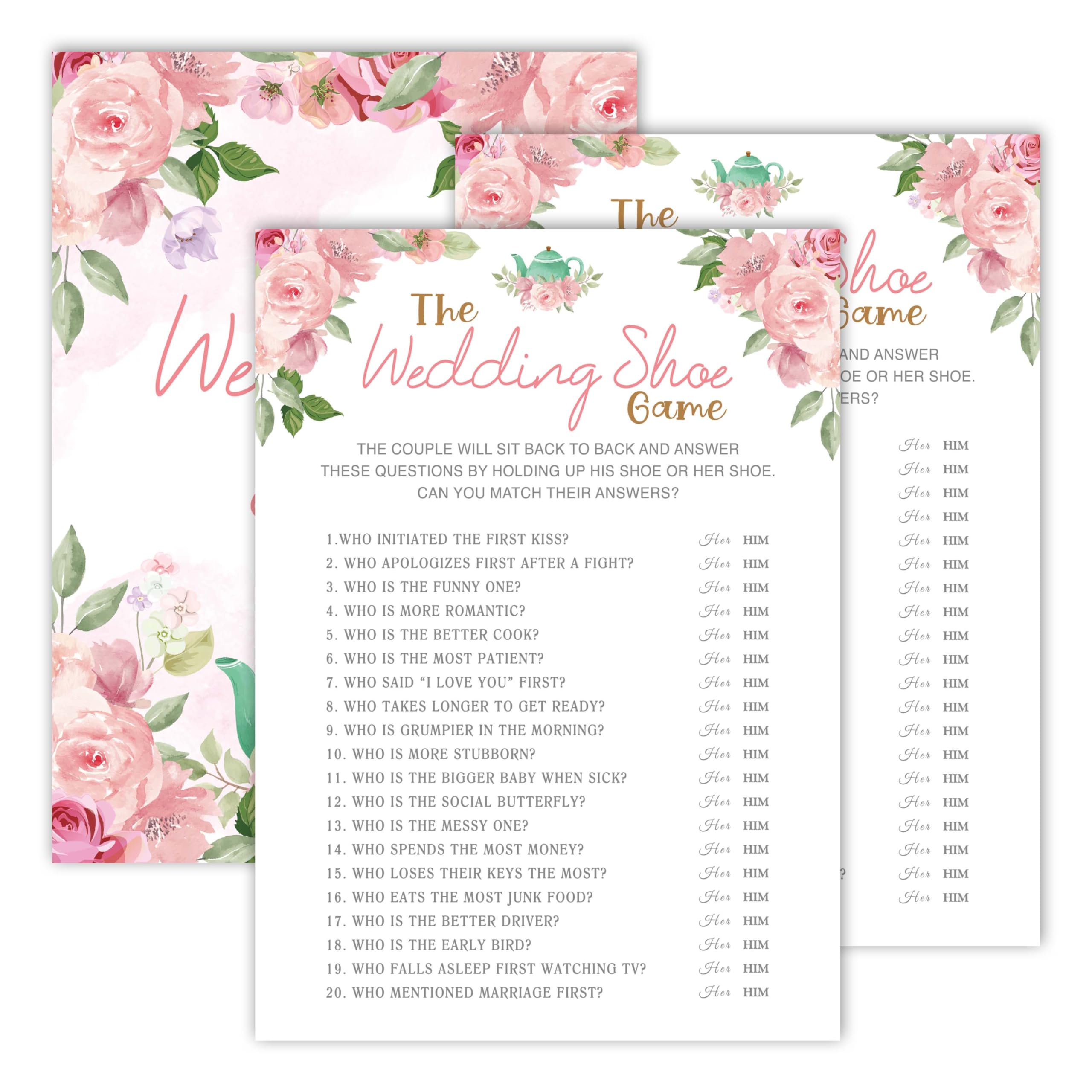 valucise Bridal Shower Games, Blush Pink Floral Wedding Party Games, The Wedding Shoe Game - Bachelorette Party Games, Engagement Party Game Ideas,