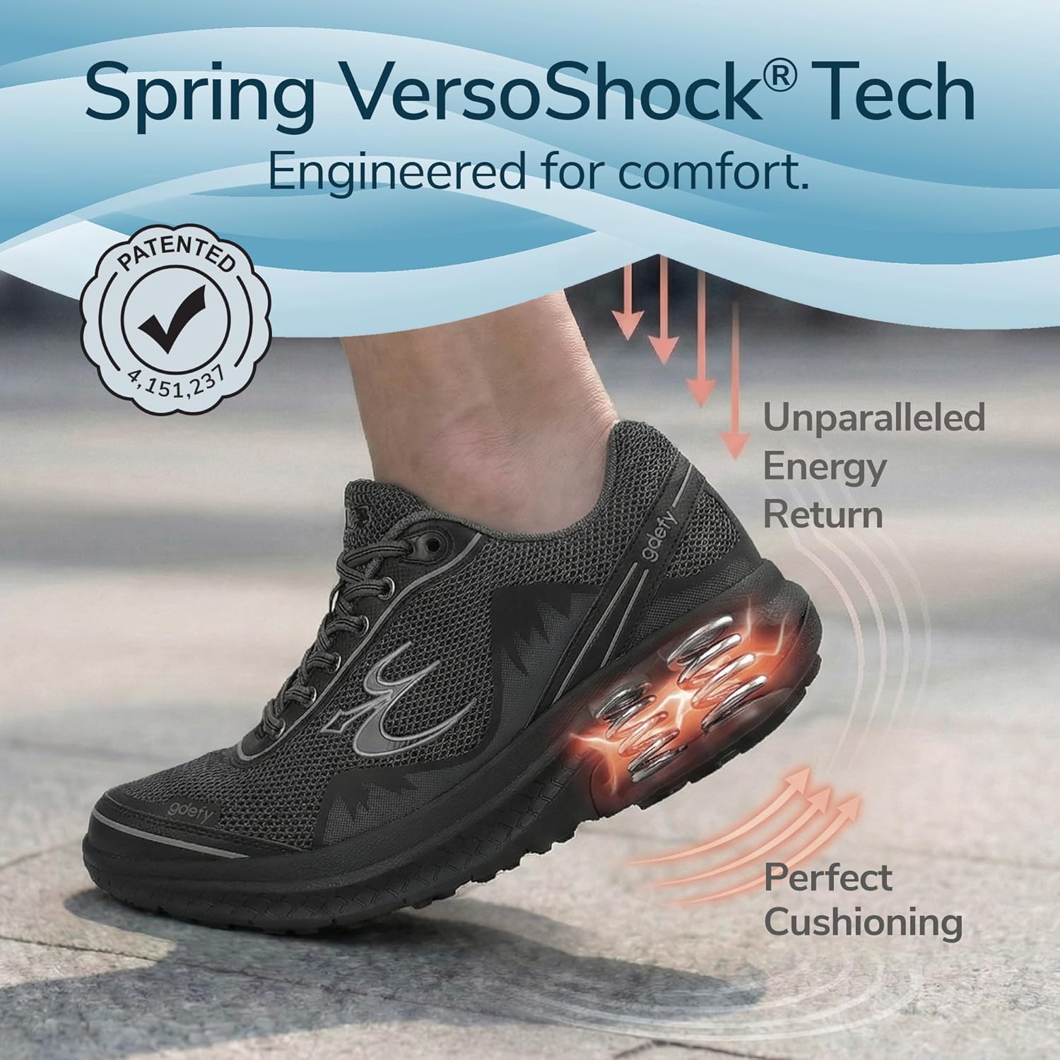 Gravity Defyer g-defy Mighty Walk Walking Shoes for Men | Comfortable Orthopedic Shoes for Standing All Day | Patented VersoShock Technology | Wide Toe Box - Image 2