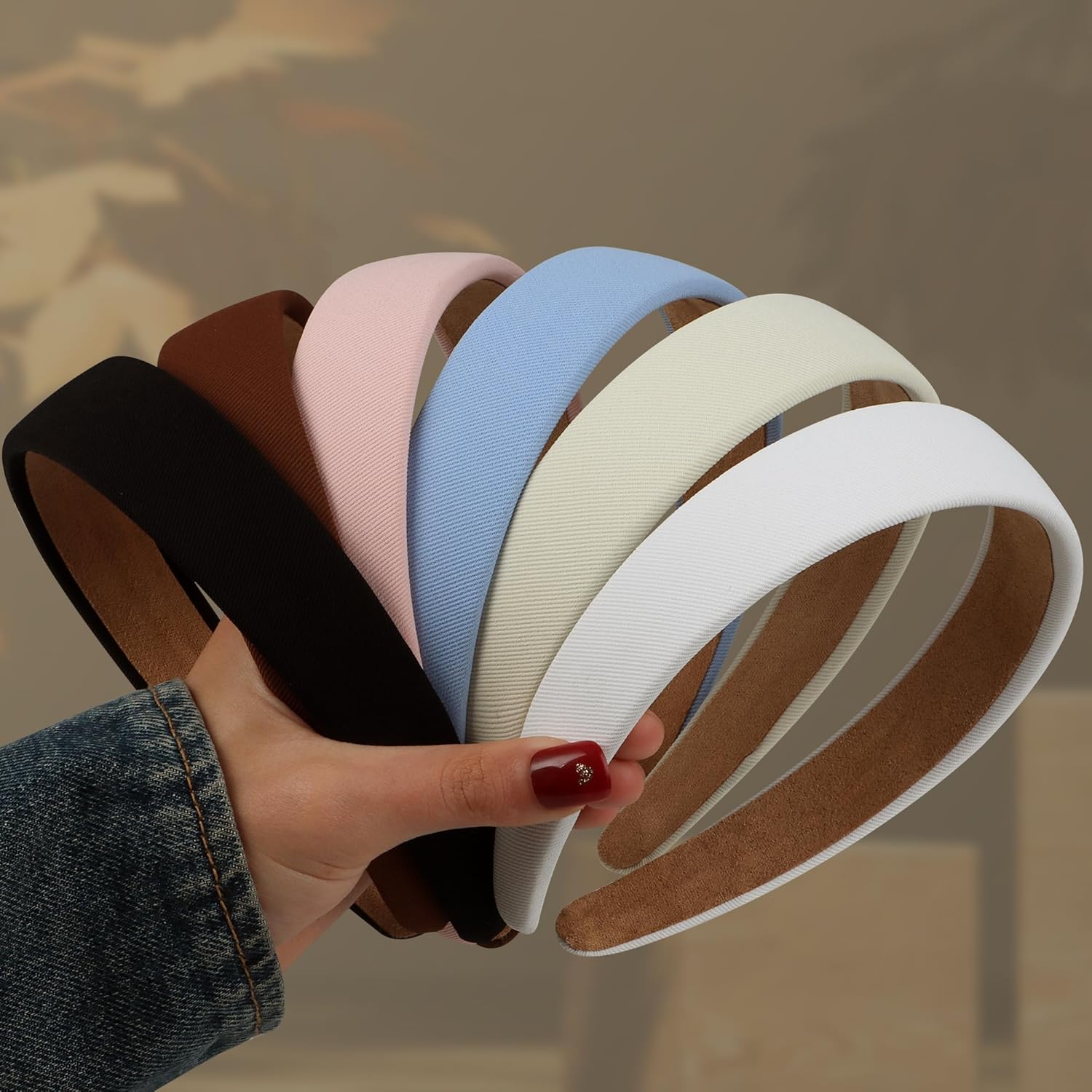 6PCS Headbands for Women – 1 Inch Wide Non-Slip Elastic Hair Bands, Thick Solid Color Headbands for Girls & Women’s Hair Accessories, Trendy Fall Style