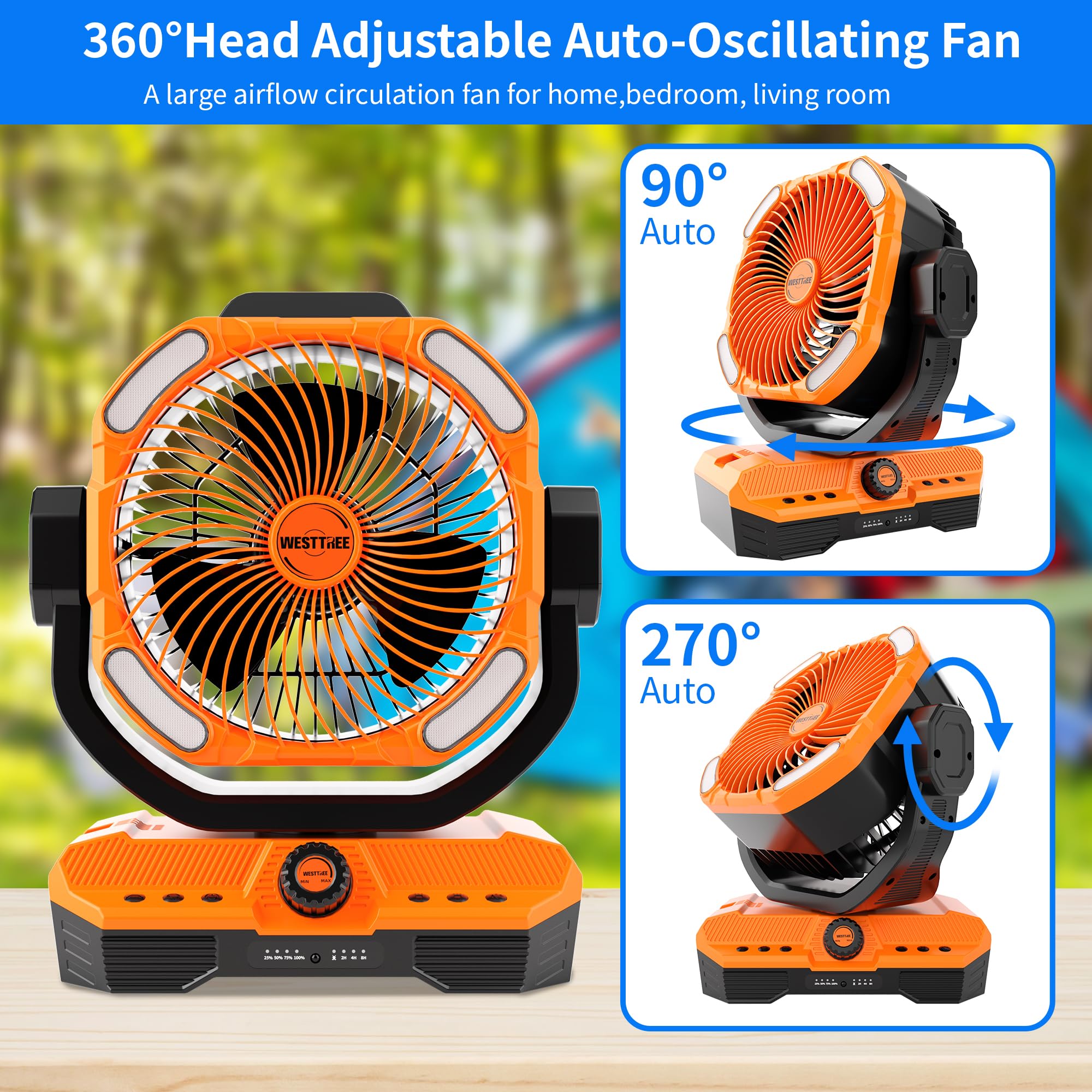 WESTTREE Ventilador de flujo de aire grande X66 naranja - 45 Ah
