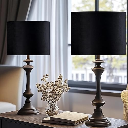 Miniatura 130 de GO&SO Juego de 2 pantallas de lámpara de terciopelo azul oscuro, tamaño mediano de 13 pulgadas superior x 13 pulgadas inferior x 10 pulgadas de alto