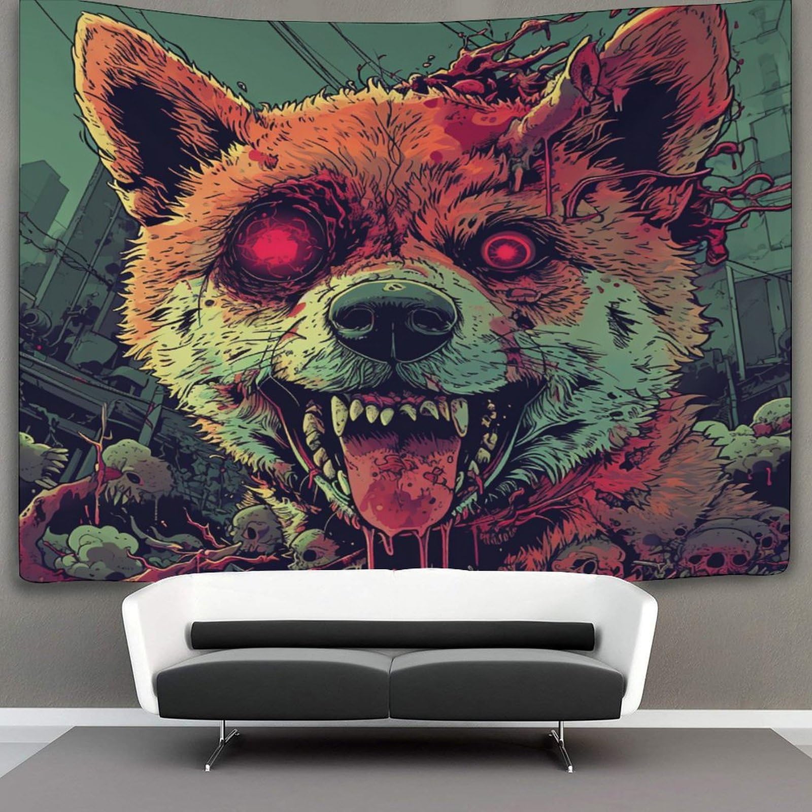 kaiyun Shiba Zombie Tapestry Wall Hanging,Animal for Bedroom Decor Birthday Party Celebration Or Garden Backdrop 180cmx230cm