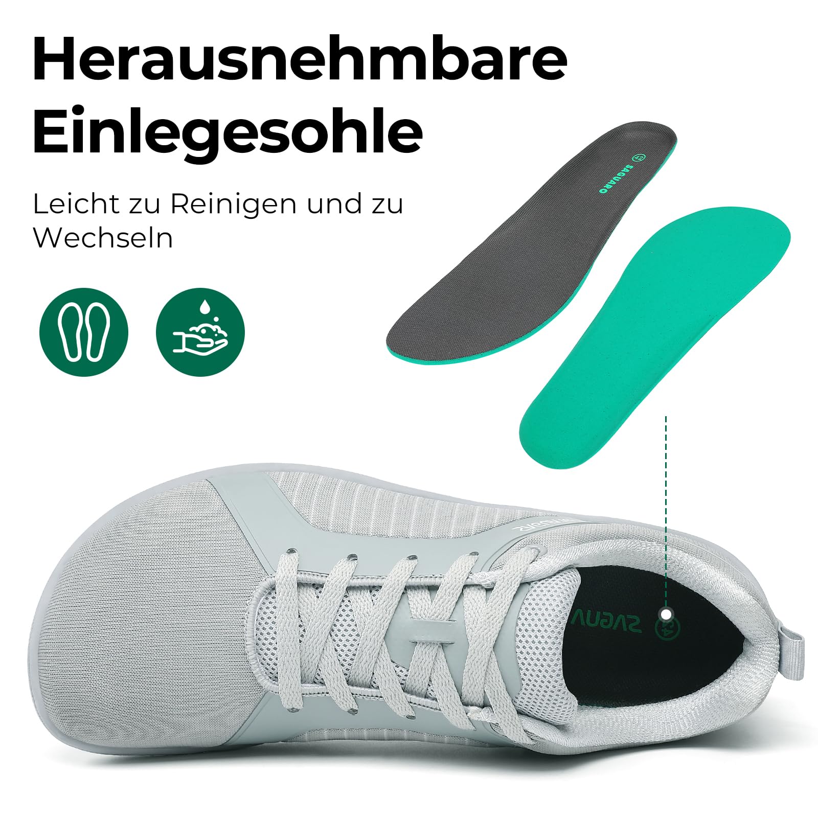 SAGUARO Barfußschuhe Herren Minimalistische Freizeitschuhe mit Zero Drop Sohle für Alltag,Pendeln,Walking,Reisen Gr.39-48