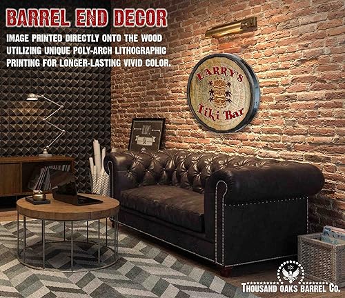 Vista 128 de THOUSAND OAKS BARREL CO. Personaliza el letrero de un cuarto de barril con cócteles de gato negro, barril de vino hecho de madera de roble de alta