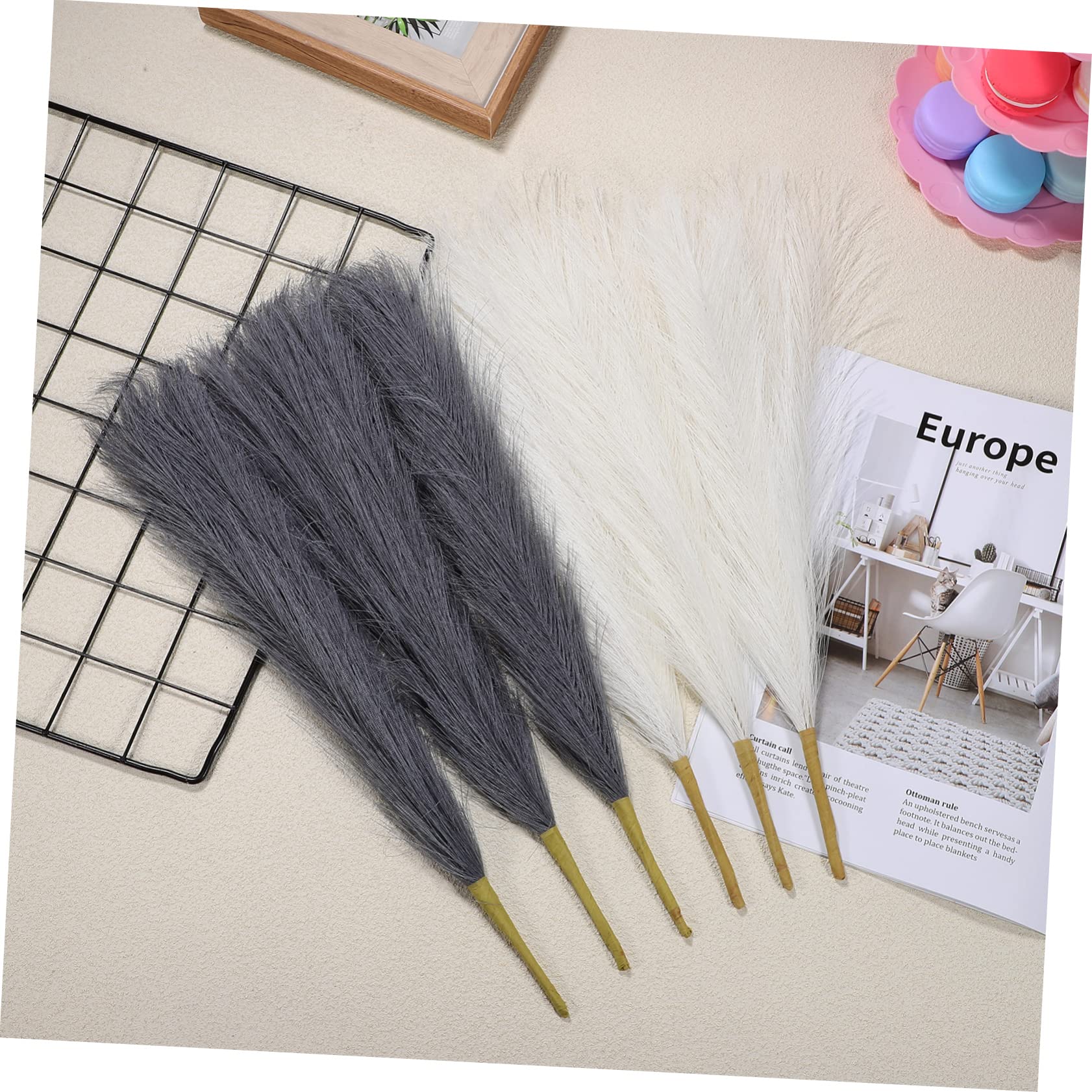 Amosfun 18 Pcs Branches D' Herbe De Pampa Séchée Tige Courte D' Bouquet Pampa Boho Gris Fausse Herbe De Pampa Faux Pompas Floraux Fil De Fer