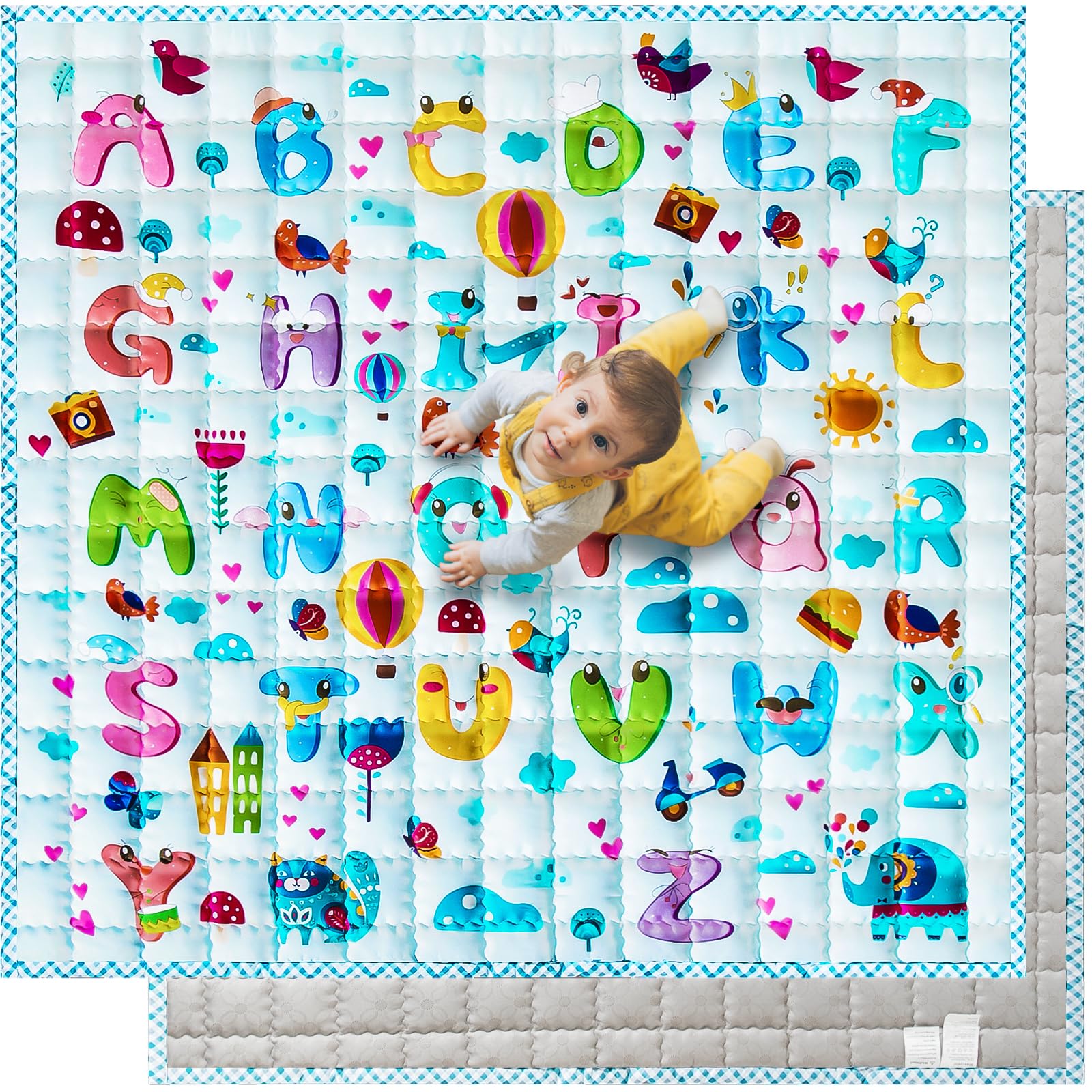 Baby Play Mat,Baby Floor Play Mats 50 x 50 Babies Playmat Compatible with TODALE Suposeu LIAMST Ajulkrio Baby Playpen Non-Slip Indoor Outdoor Infant Play Mat Foldable Toddlers Crawling Floor Mat