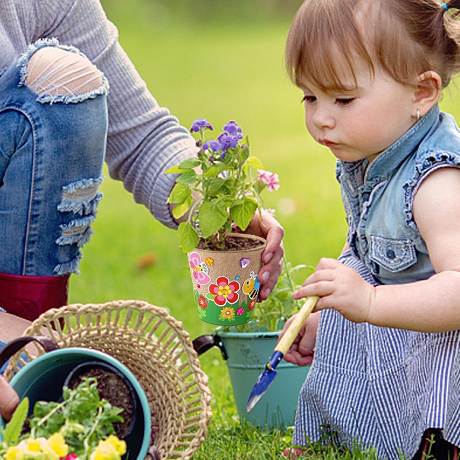 Vasi Da Fiori Per Bambini Da Decorare,30X Vasi Con Cupole | Kit Giardinaggio Creativo Con Carta E 20 Adesivi Per Progetti Artistici Scolastici