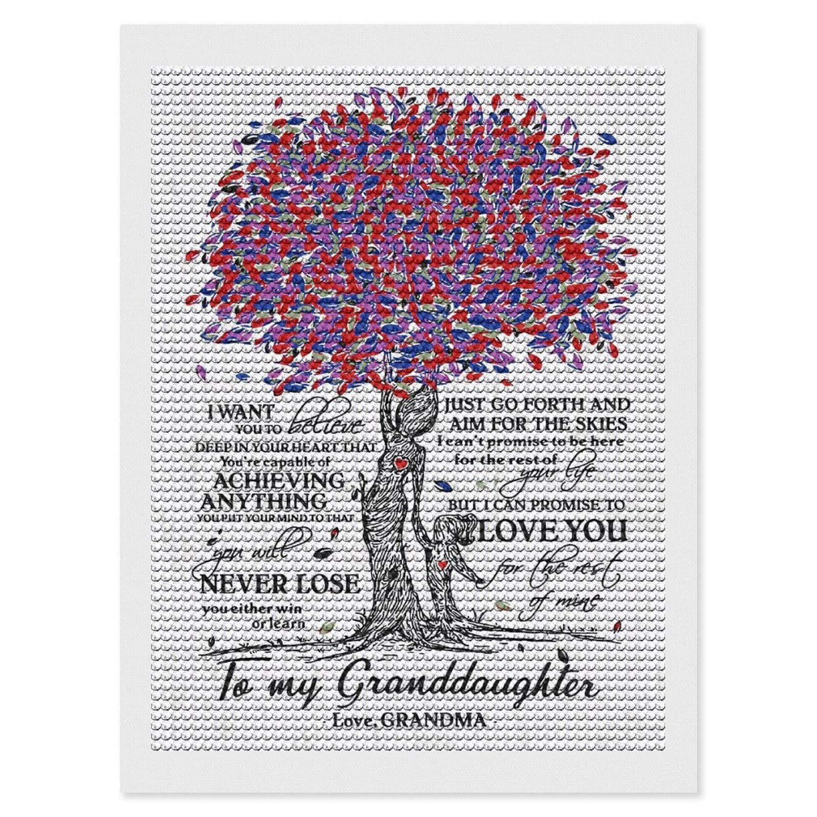 Junmoney to My Granddaughter Diamond Art Canvas 12"x16", Decorate Your Room, Mindful Craft Activity, Cosy Home Accent, Thoughtful Handmade Gift