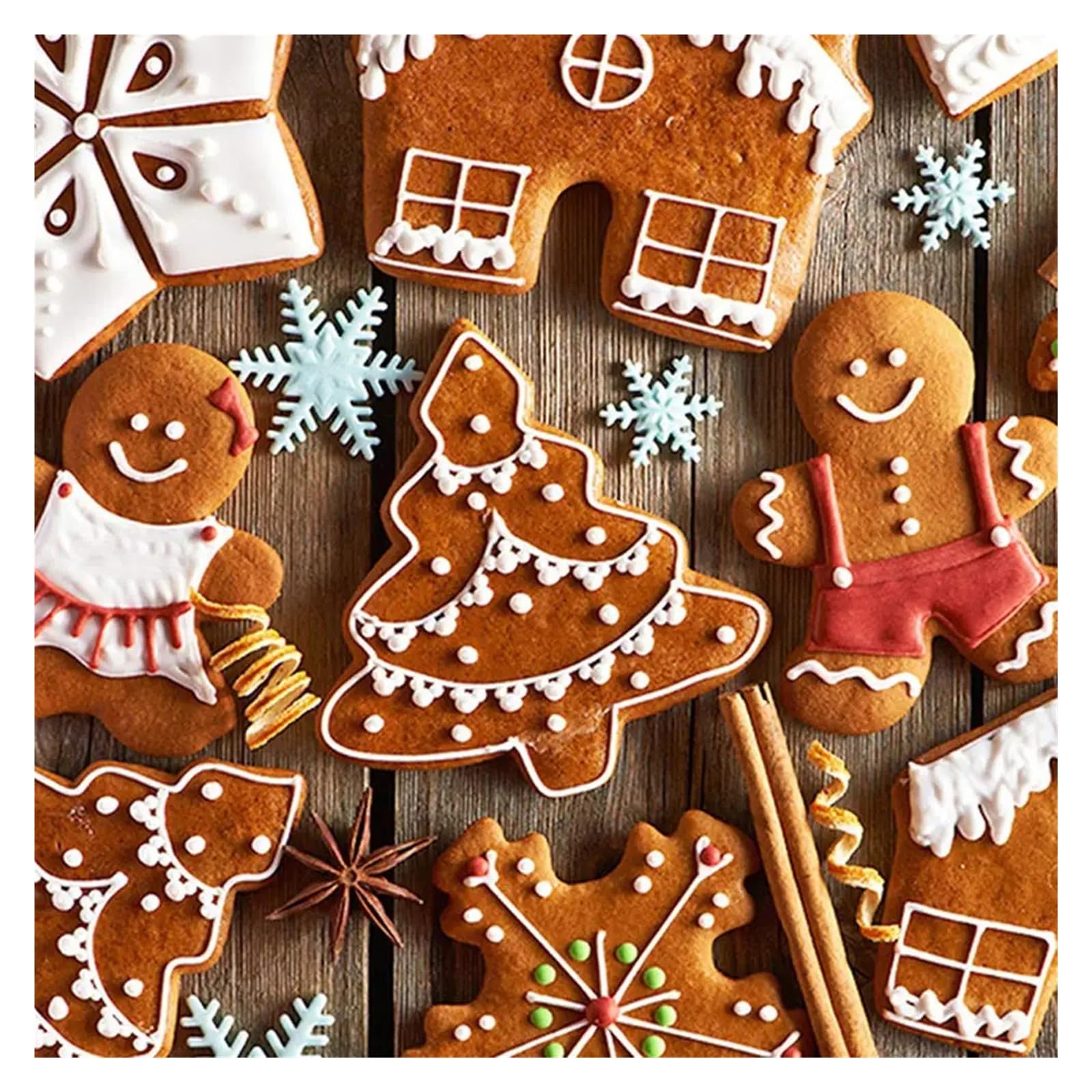 Juego de cortadores de galletas navideñas, 6 uds., moldes for galletas navideñas, Papá Noel, muñeco de nieve, árbol de Navidad, hombre de jengibre, bastón de caramelo, copo de nieve