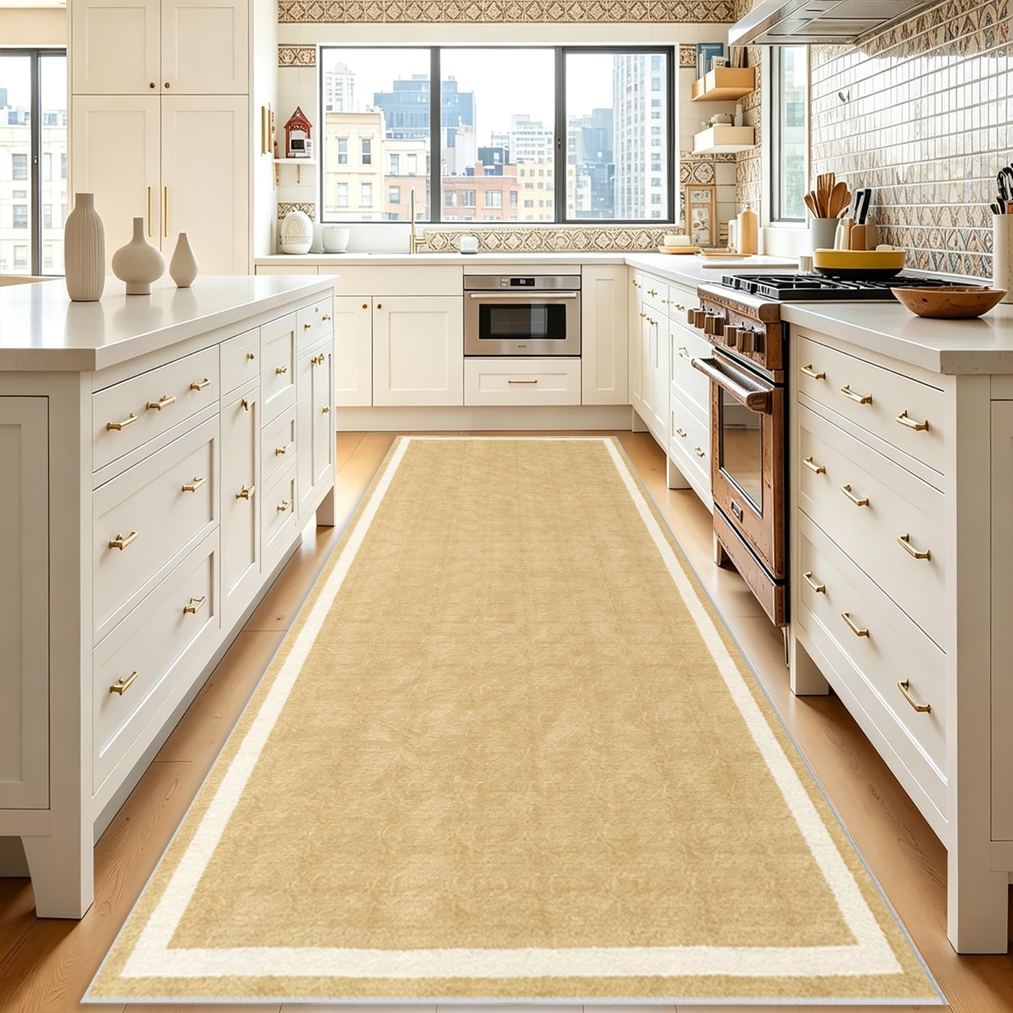 Alfombra pasillo larga gris 90x180 cm lavable antideslizante de pelo corto para cocina