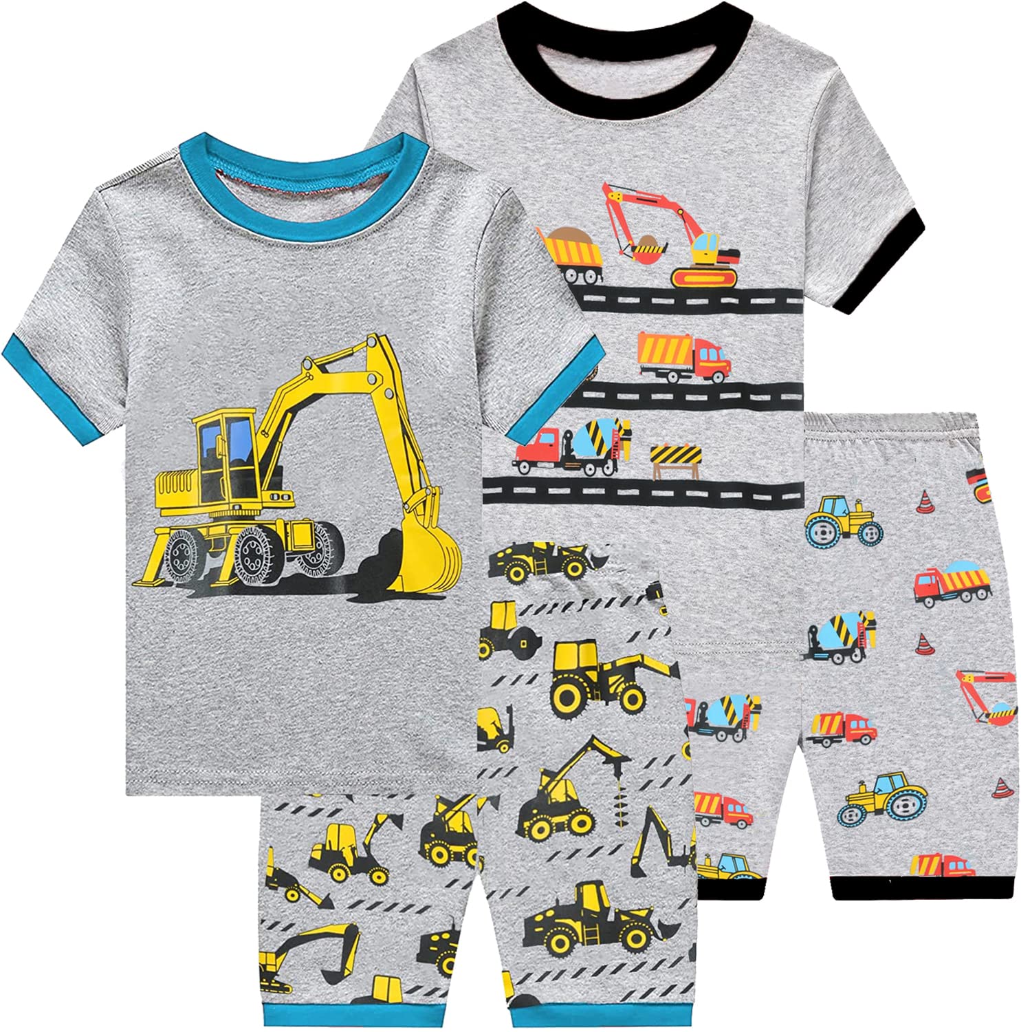 Toddler Boys Pajamas Kids Dinosaur Summer PJS Monster Truck Children Excavator Jammies Short Sets 2-7 Years