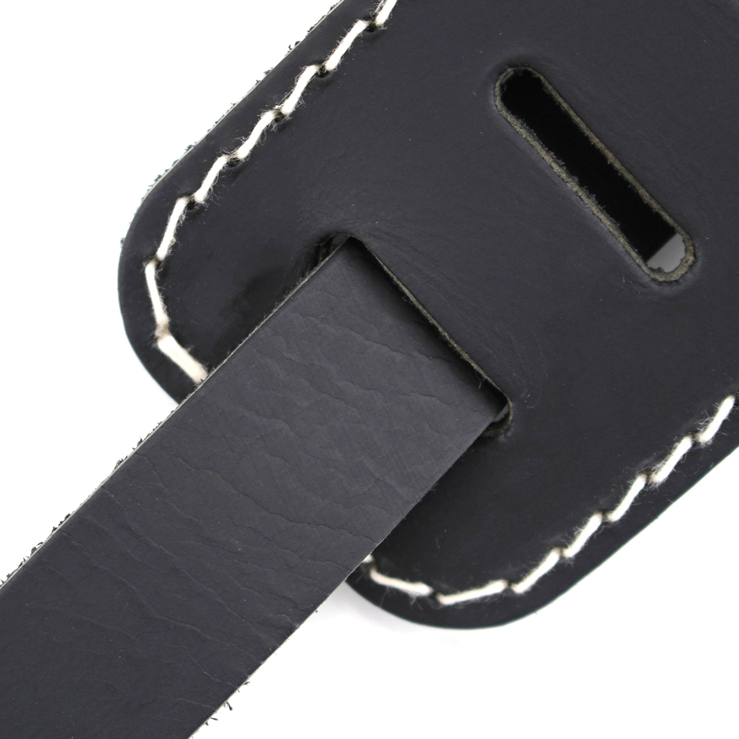 Richter Leder Raw II Contour Torro Black - Handgearbeiteter Gitarrengurt