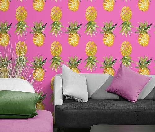 Pineapple Wallpaper Pink Color Pineapple Peel and Stick Wall Mural