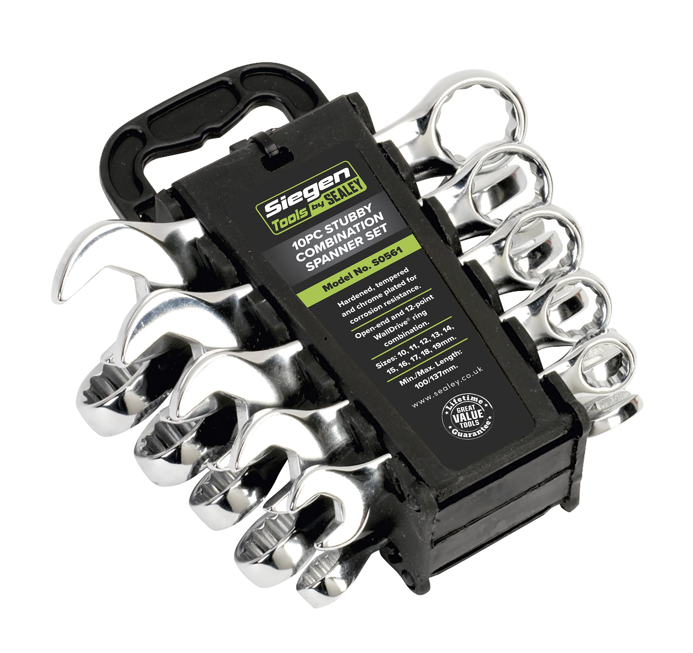 Sealey S0561 Metric Stubby Combination Spanner Set, 10 Pieces