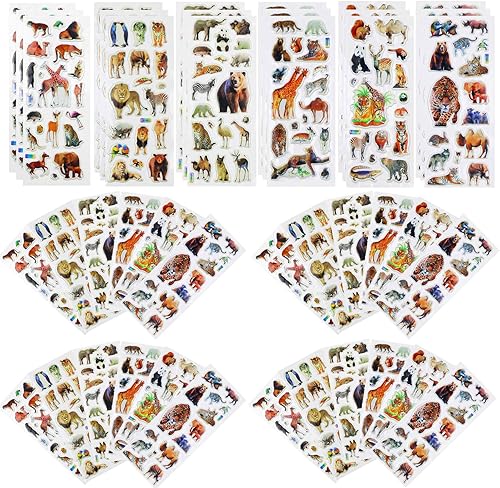 42 hojas de calcomanías 3D de animales esponjosos de la selva calcomanías realistas de animales del zoológico calcomanías de animales salvajes para