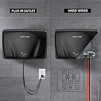 Vista 4 de JETWELL Secador de manos automático comercial de alta velocidad - Secador de manos de acero inoxidable resistente - Soplador de mano de viento cálido