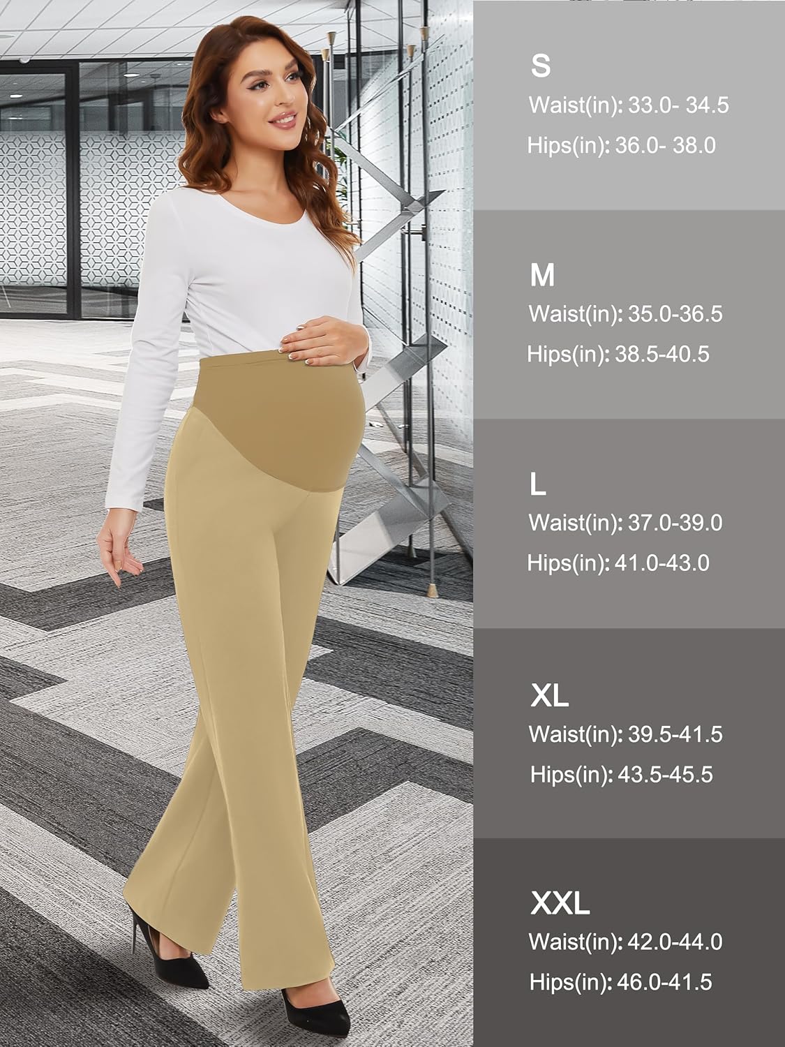 Tapata Women's Maternity Pants 28" 30" 32" Bootcut Dress Pants with Pockets Over Belly Pregnancy Work Pants Over-Bump Casual - Image 8