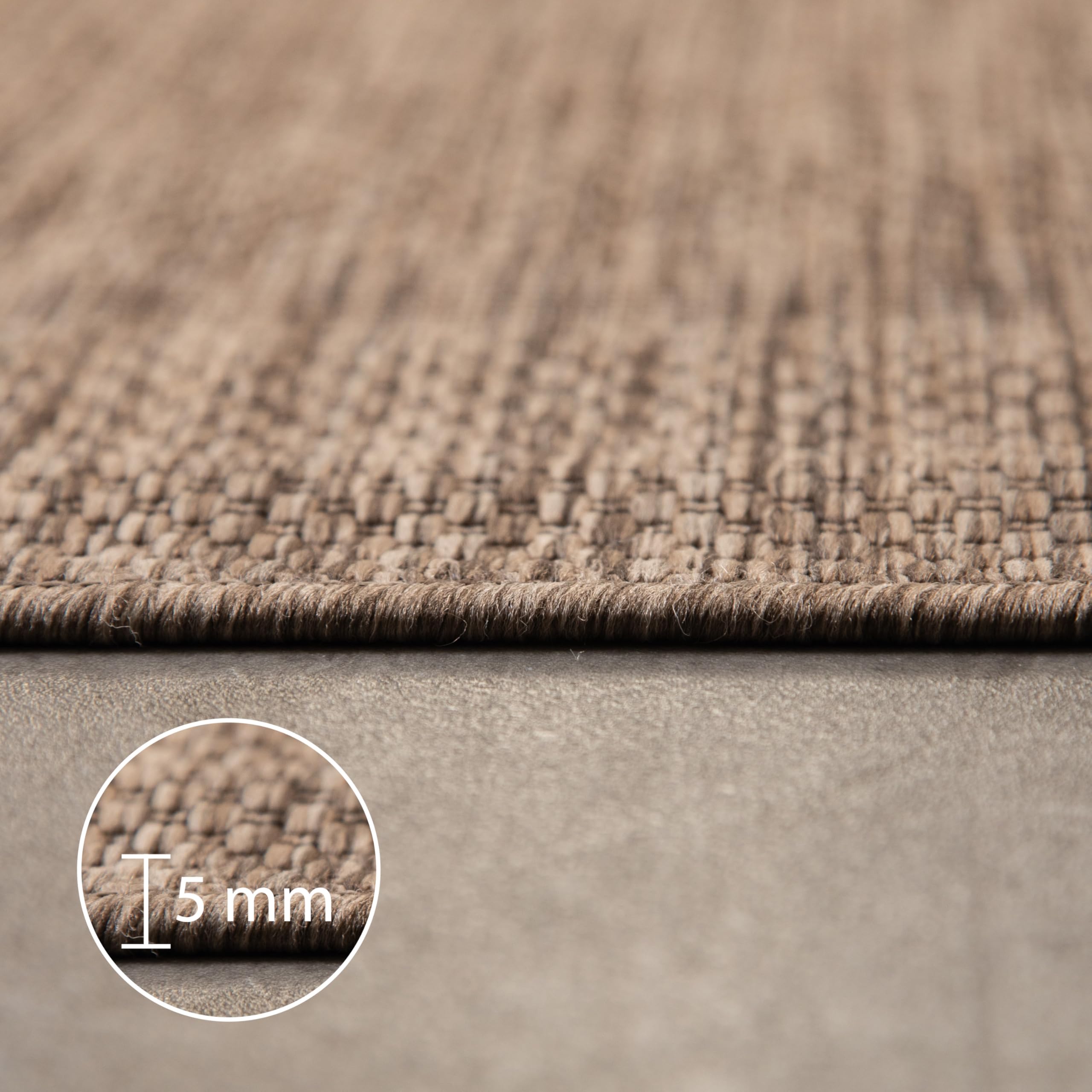 Carpettex Teppich Tapis d'extérieur uni résistant aux intempéries, idéal pour Les terrasses, Les balcons, Les Jardins et Les Cuisines, Couleur: Marron, Taille: 200 cm Rond