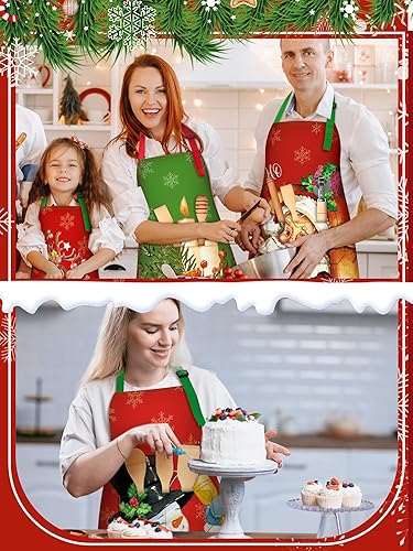 Miniatura 4 de 6 Pcs Christmas Aprons for Women Xmas Tree Aprons with Pockets Vintage Adjustable Baking Supplies for Adults