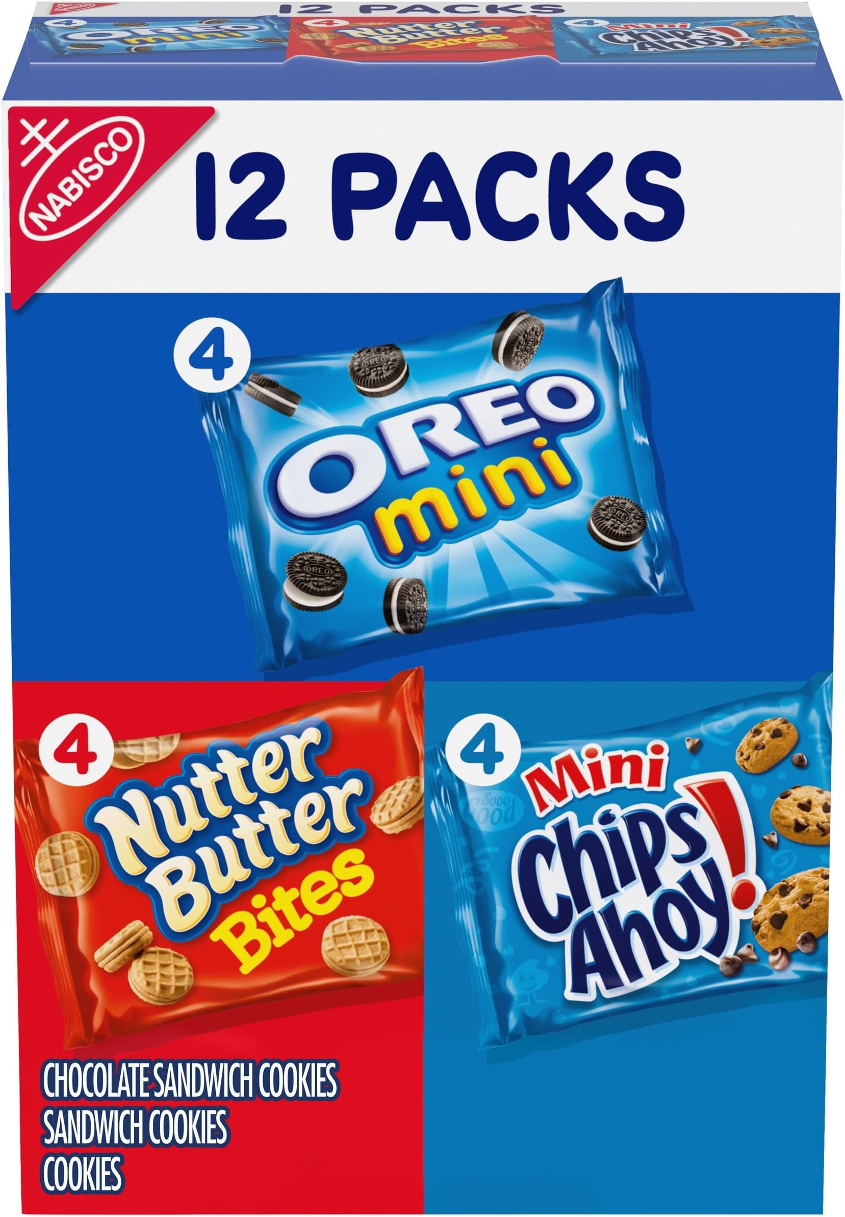 Nabisco Cookie Variety Pack OREO Mini, Nutter Butter Bites, CHIPS AHOY! Mini, 12 Snack Packs
