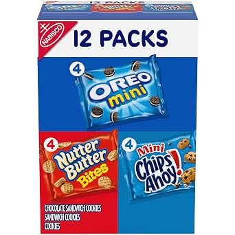 Nabisco Cookie Variety Pack OREO Mini, Nutter Butter Bites, CHIPS AHOY! Mini, 12 Snack Packs