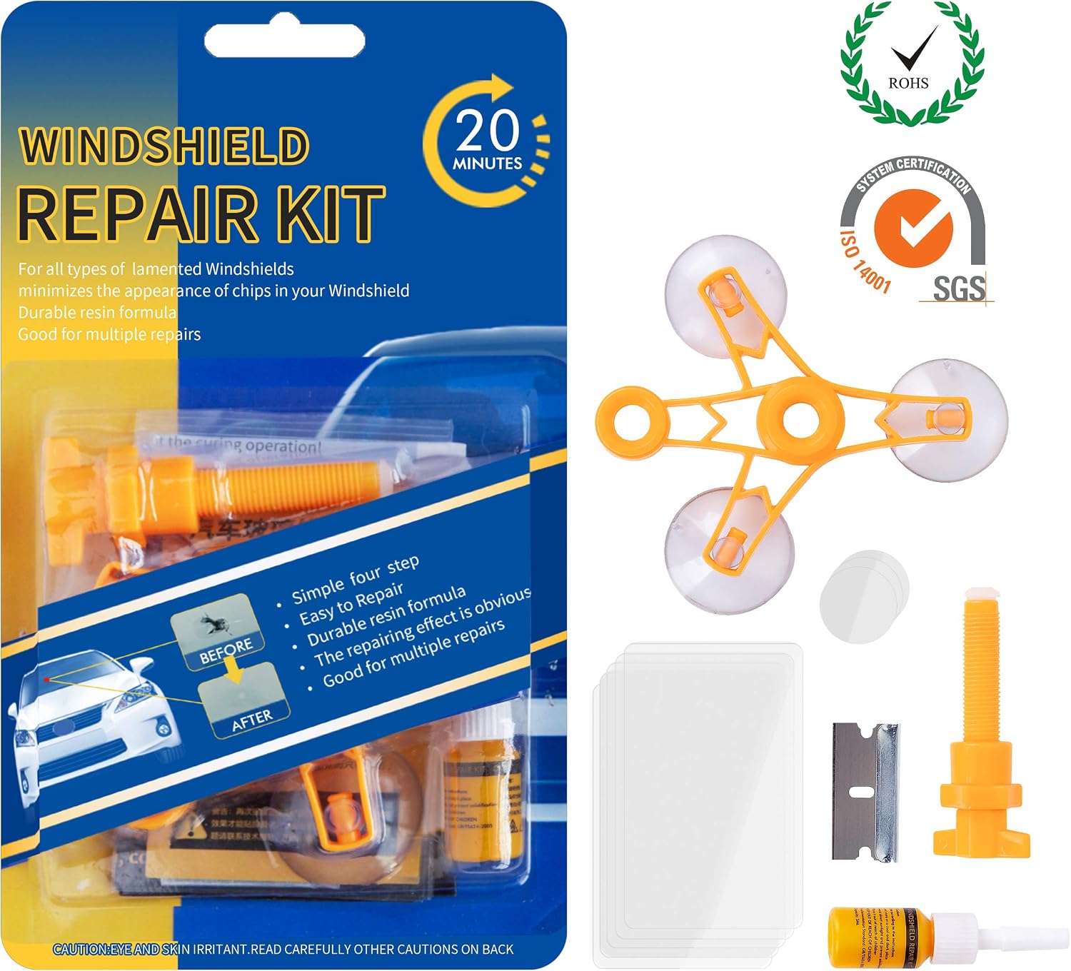 FONY Windshield Repair Kit – Premium Repair Rasin Upgraded Vehicle Windshield Crack Repair Tools For Auto Glass Crack Crater Chip And Scratch Fixing