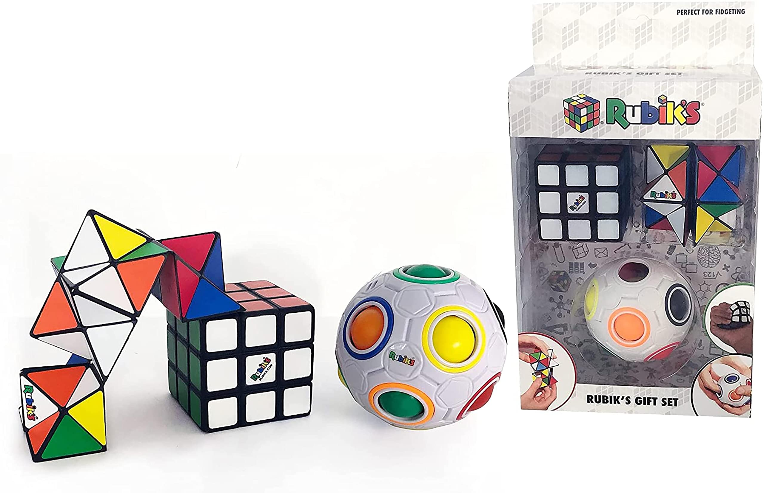 Rubiks 3 Piece Gift Set | Squishy Cube | Magic Star | Rainbow Ball