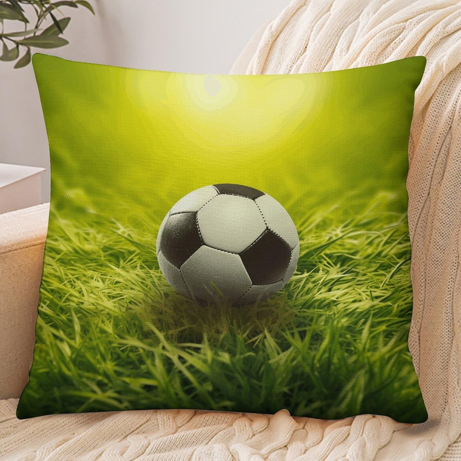 Fekiloot Style Football On Grass Pillowcase Pillow Sham Pillow Case