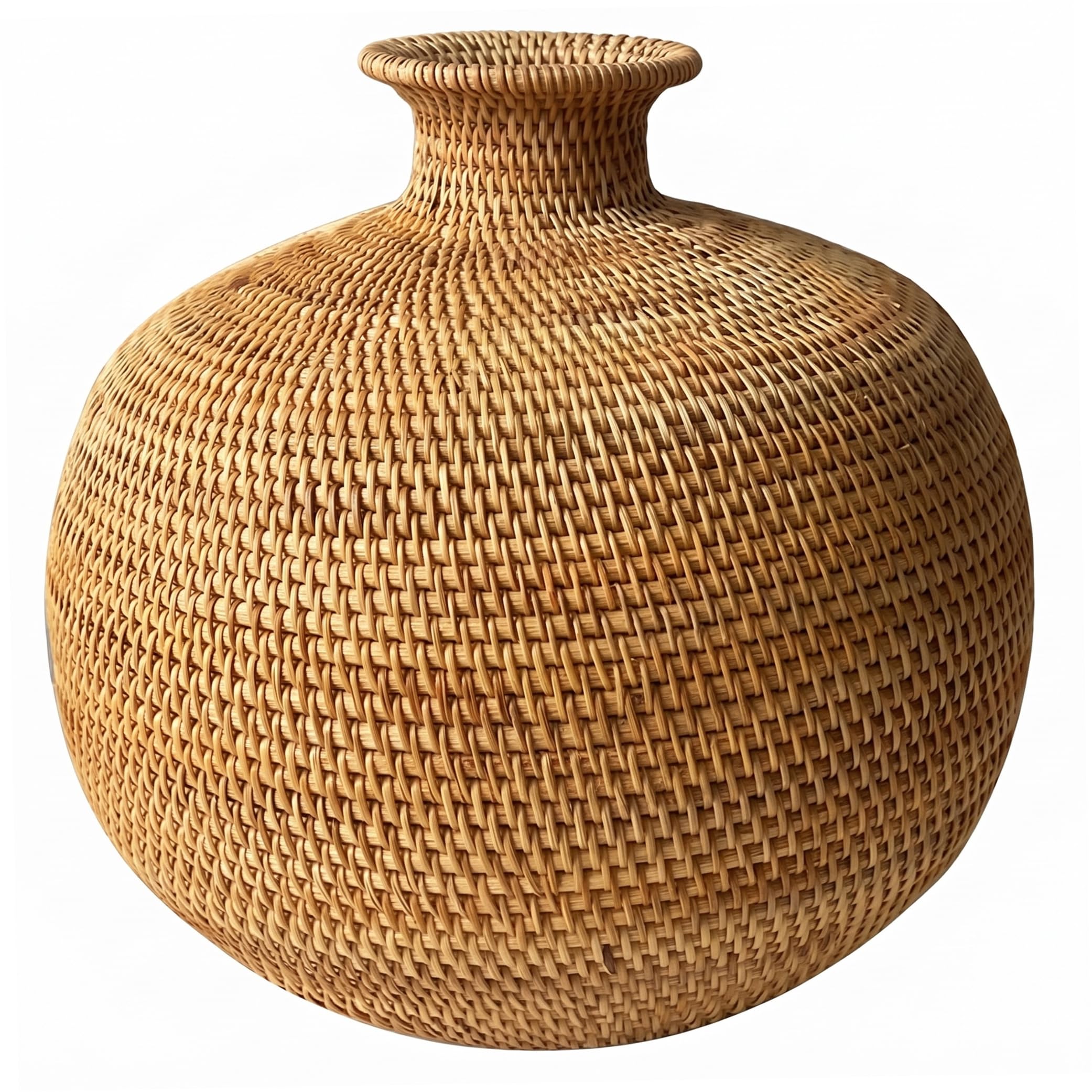 Tsawntd Vases, Wicker Vase, Hand-Woven Rattan Vase, Multi-use Rustic Vases for Flowers & Storage, Light Brown