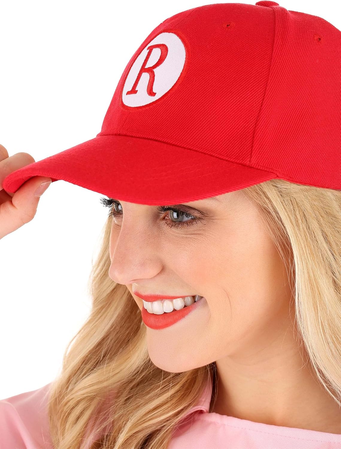 Vista 5 de Fun Costumes Disfraz de una liga propia para mujer, disfraz de béisbol Dottie con parches bordados y sombrero de lona