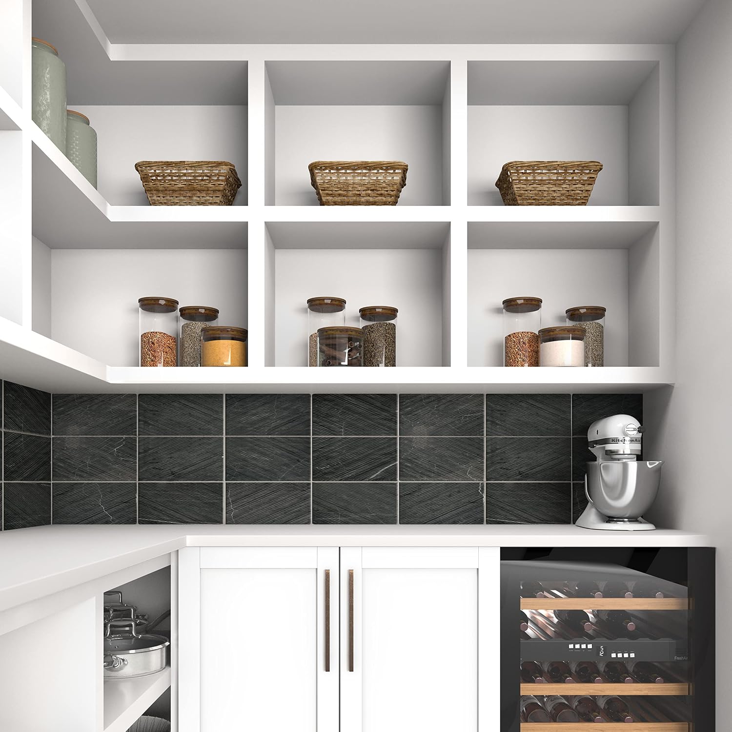 Daltile Pietra Divina 6" x 12" Marble Natural Stone Bamboo Mosaic in Honed Nero Marquina (10 PC per Carton) (10 SQFT per Carton)