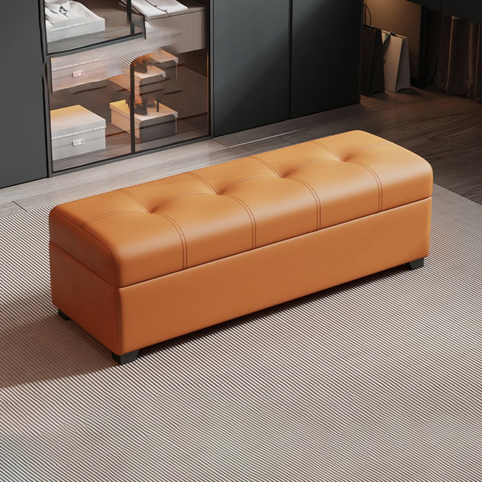 Banc de rangement à chaussures intérieur orange 100x40x40 cm pour salon et couloir