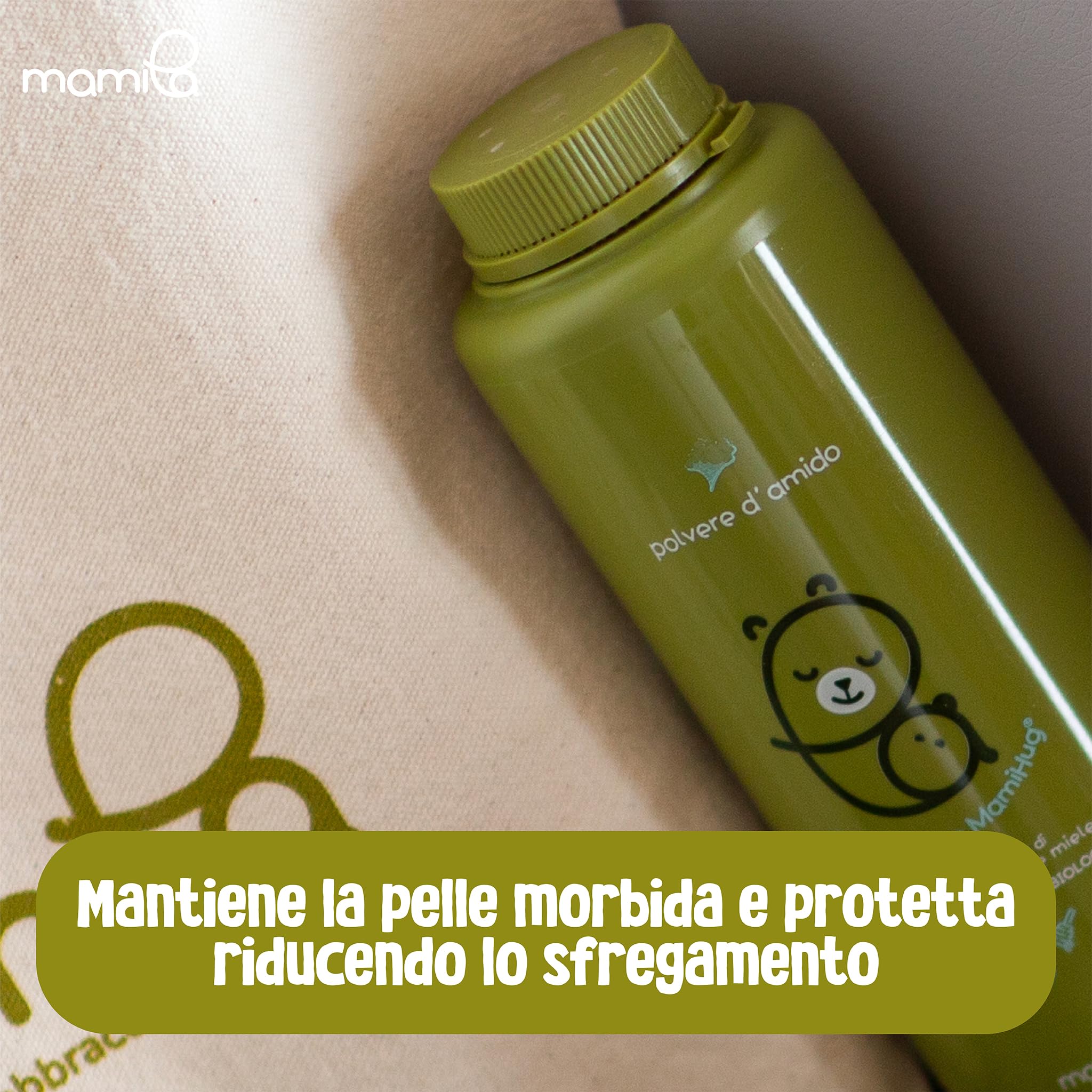 Mamila Set Benessere della Pelle del Bambino, Crema Idratante 100ml, Polvere d'Amido 150ml, Olio Emolliente 75ml, MamiHug Idea Regalo Nascita Bimbo, 0 Mesi