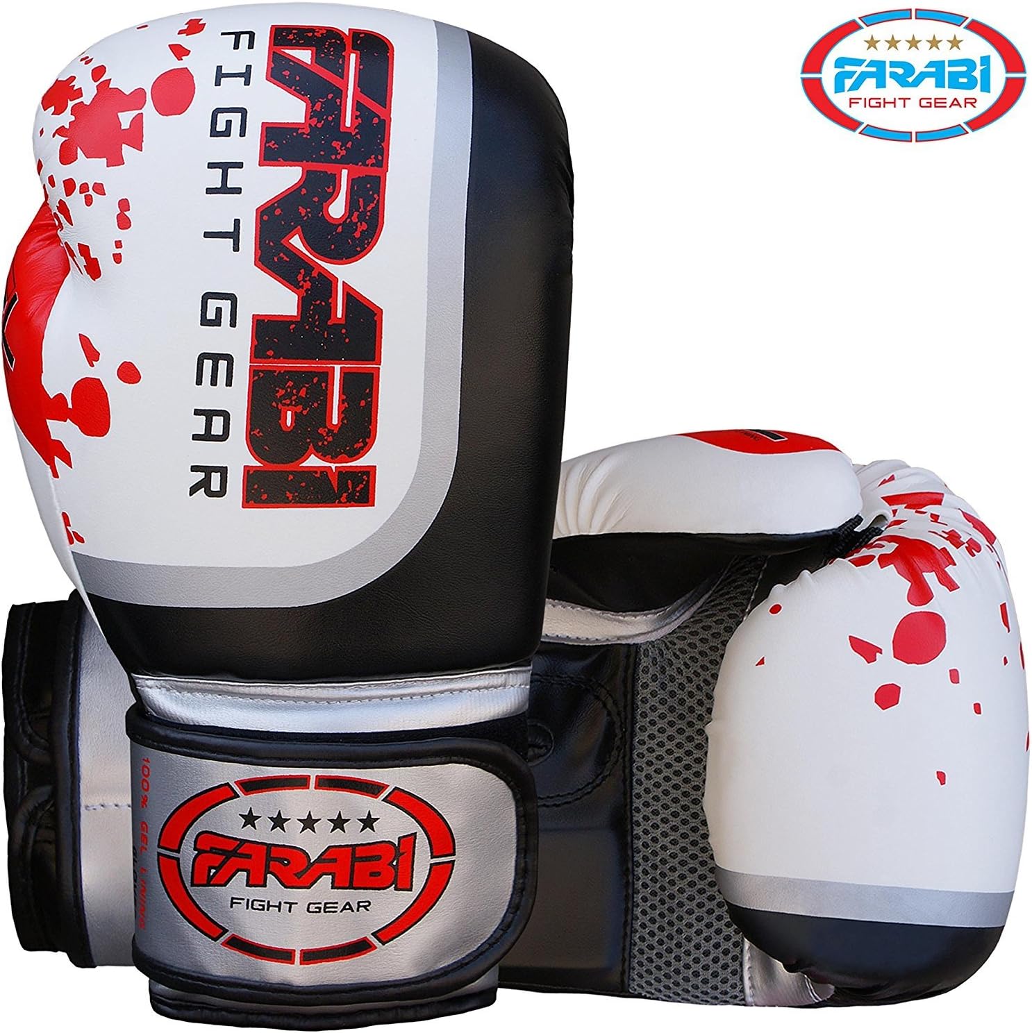 Boxing Gloves Sparring Gloves MMA Punching Bag Training Mitts with Gel Protection by Farabi (White, 16Oz)