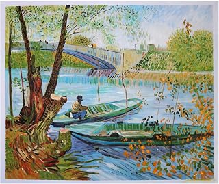 Fishing in the Spring, Pont de Clichy - Vincent van Gogh high quality hand-painted oil painting reproduction,river landscape art, dinning room wall decor