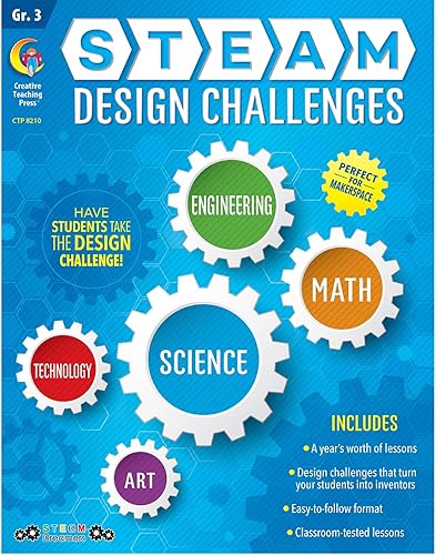 Creative Teaching Press STEAM Design Challenges Libro de recursos, 3er grado (Ciencia, Tecnología, Ingeniería, Arte, Matemáticas) (8210)