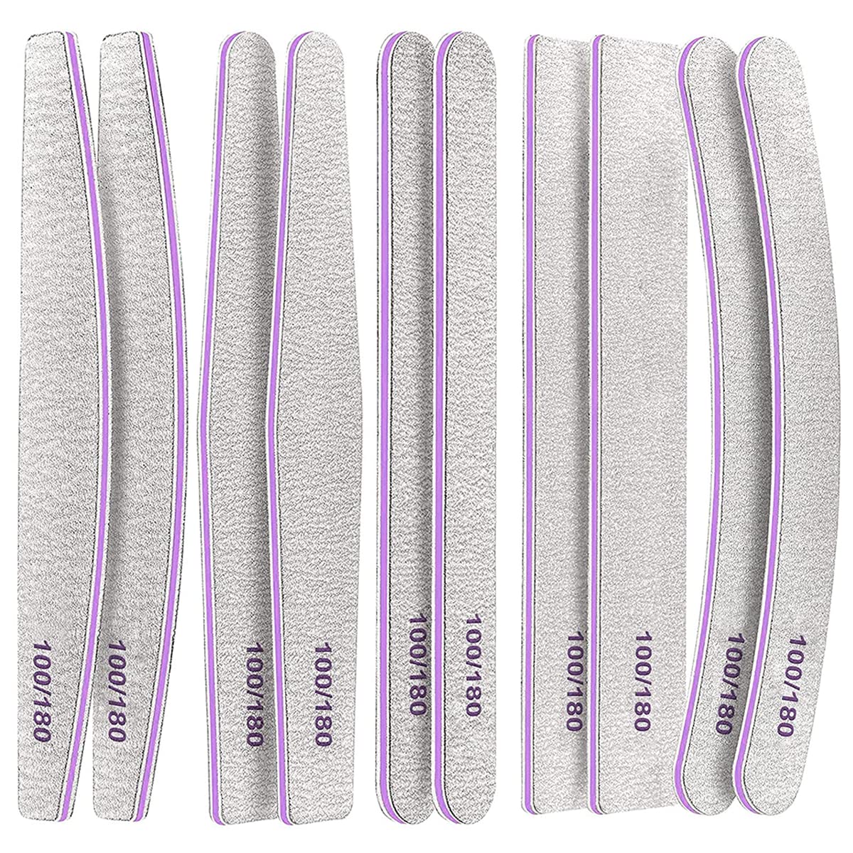 Tsathoggua Nail File 10 Pcs, Professional Reusable Double Sided Emery Board(100/180 Grit), 5 Shape Nail File Set For Natural Nails And Gel Nails, Professional Nail Buffering Files, Suit For Home Salon