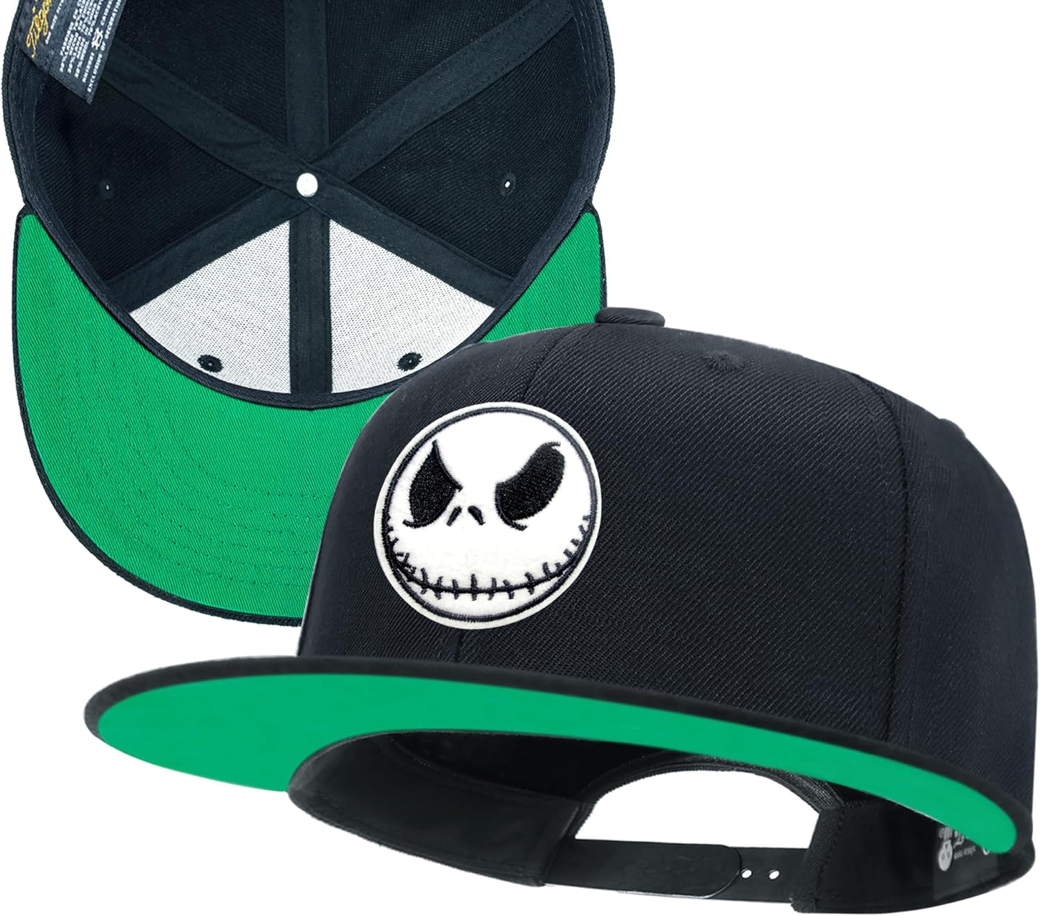 tilgomedal Hip Hop Baseball Cap - Skull Embroidered Snapback Hat - Black Flat Bill Street Wear Cap for Men Women - Image 2