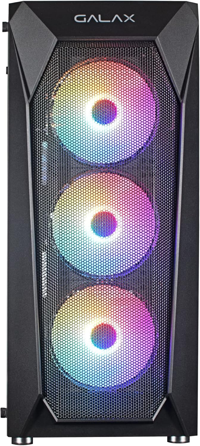 Front view of Galax REV-05 PC Case with RGB fans