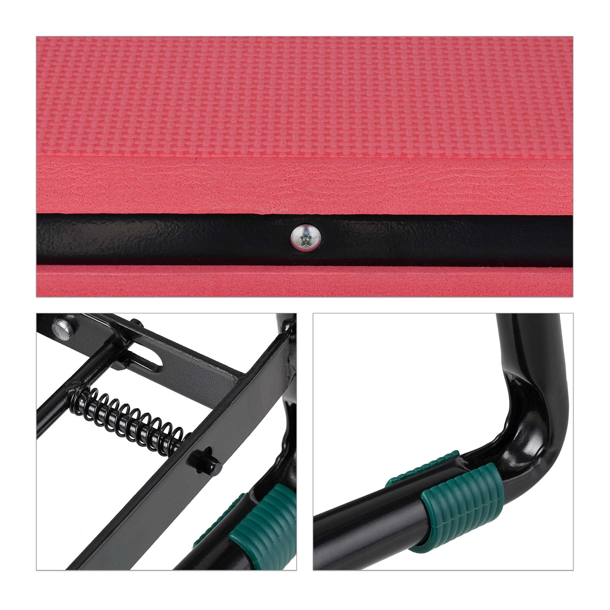 Relaxdays Tapis pour Le Jardinage, avec Pochettes, ménage Vos articulations, Charge Max. :150 kg, Pliable, Noir/Rouge