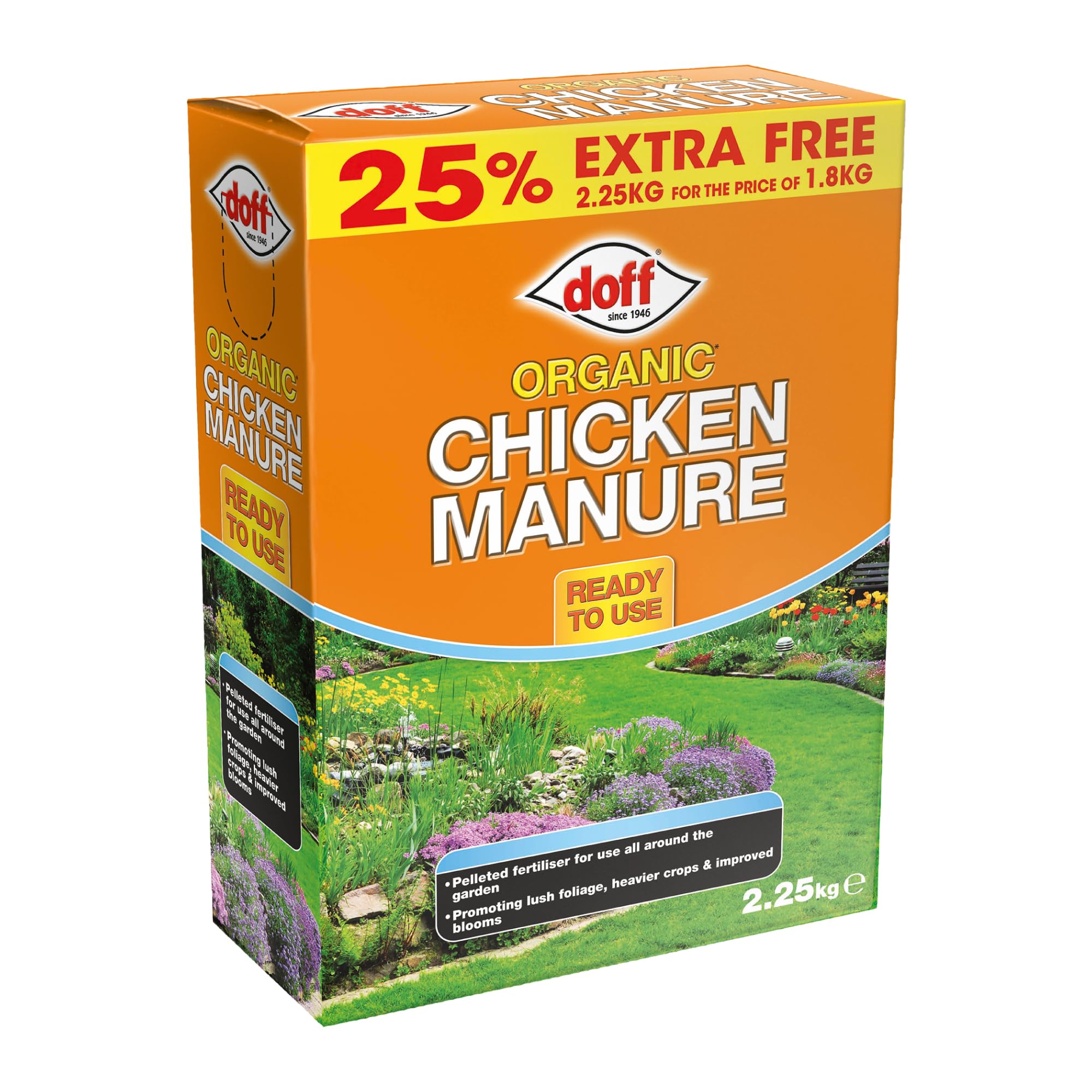 Doff Organic Pelleted Chicken Manure Fertiliser, Orange