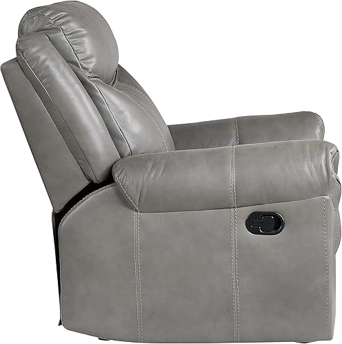 Miniatura 4 de Lexicon Braelyn Sofá reclinable doble de piel sintética con soporte central para tazas, receptáculos, cajón oculto y puertos USB, 88.5" W, gris