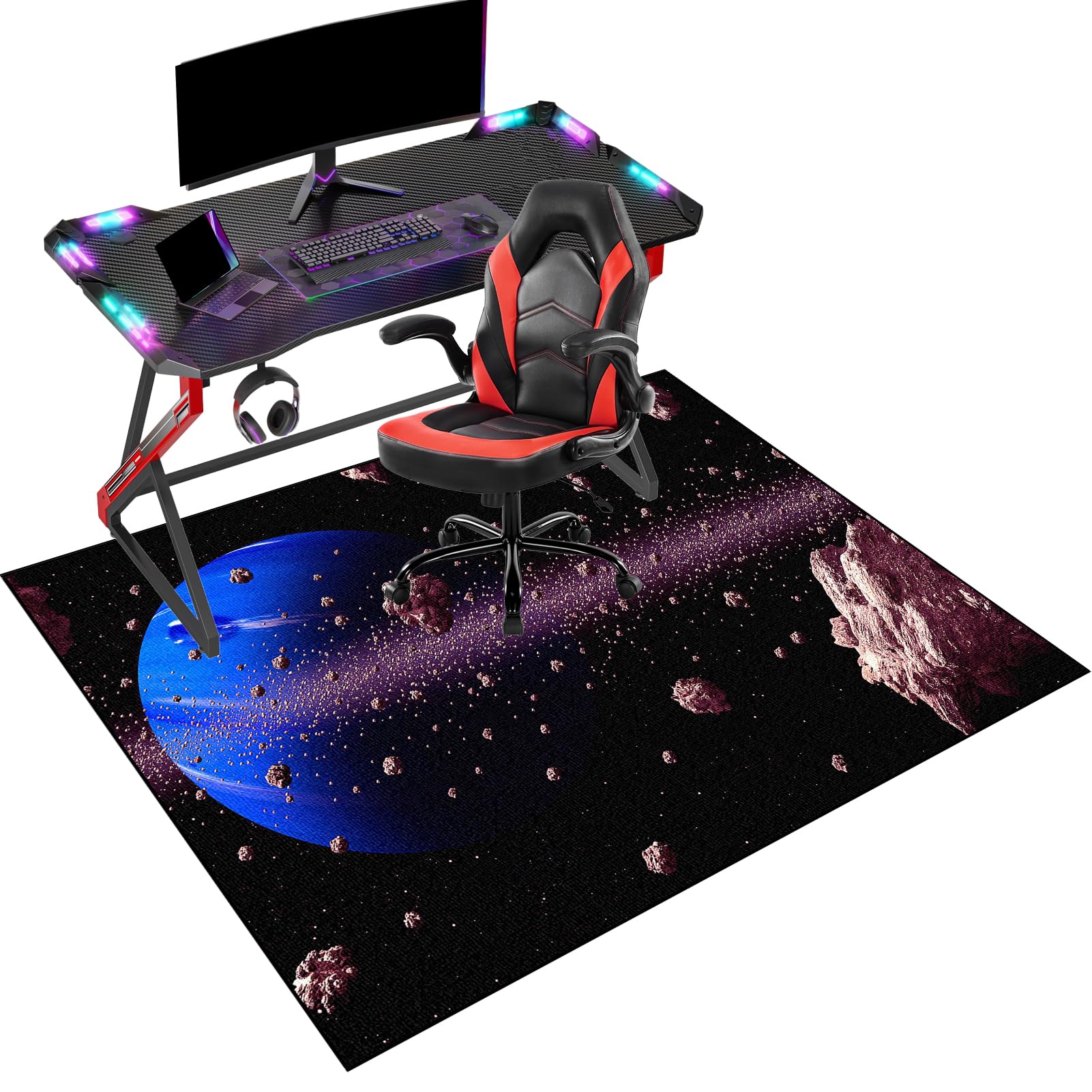 Tapis Chaise Gaming Antidérapant Tapis Chaise de Bureau Tapis de Sol Gamer Tapis Protège-Sol pour Chaise de Bureau Tapis pour Fauteuil Gaming Tapis de Chaise pour Moquette et Parquet 100 x 120 cm