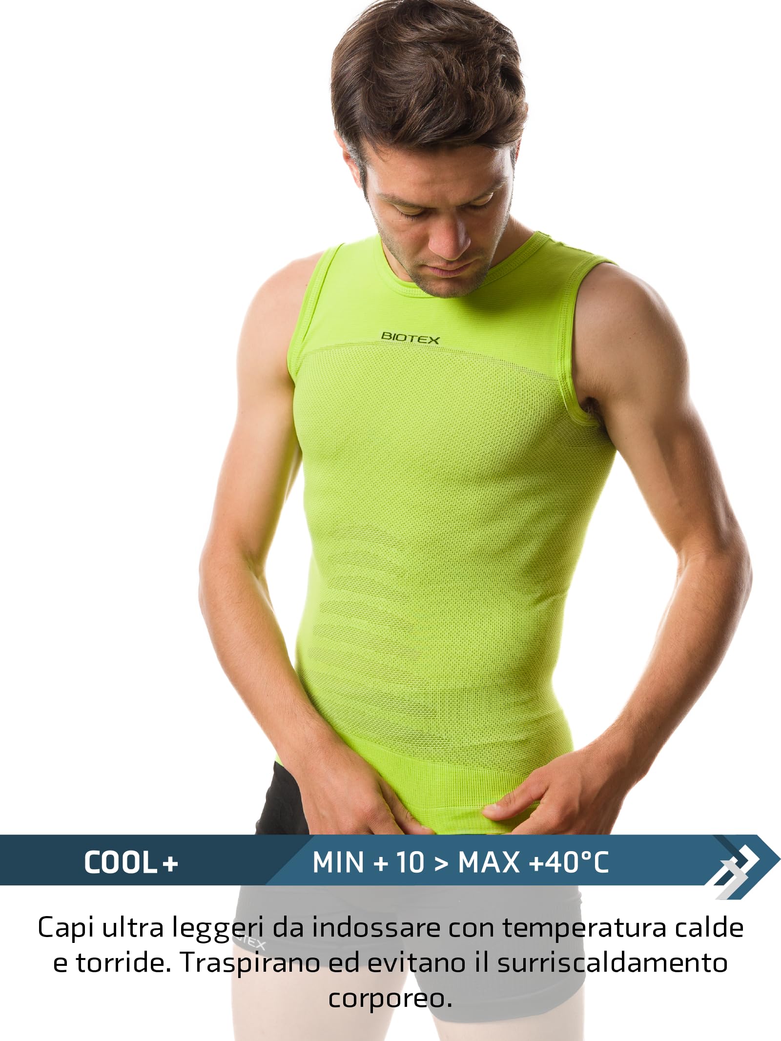 BIOTEX Canotta +Carbon Traspirante e Antibatterica da Uomo per Ciclismo e Running, Intimo Tecnico Sportivo Ideale per L'Estate e per l'inverno
