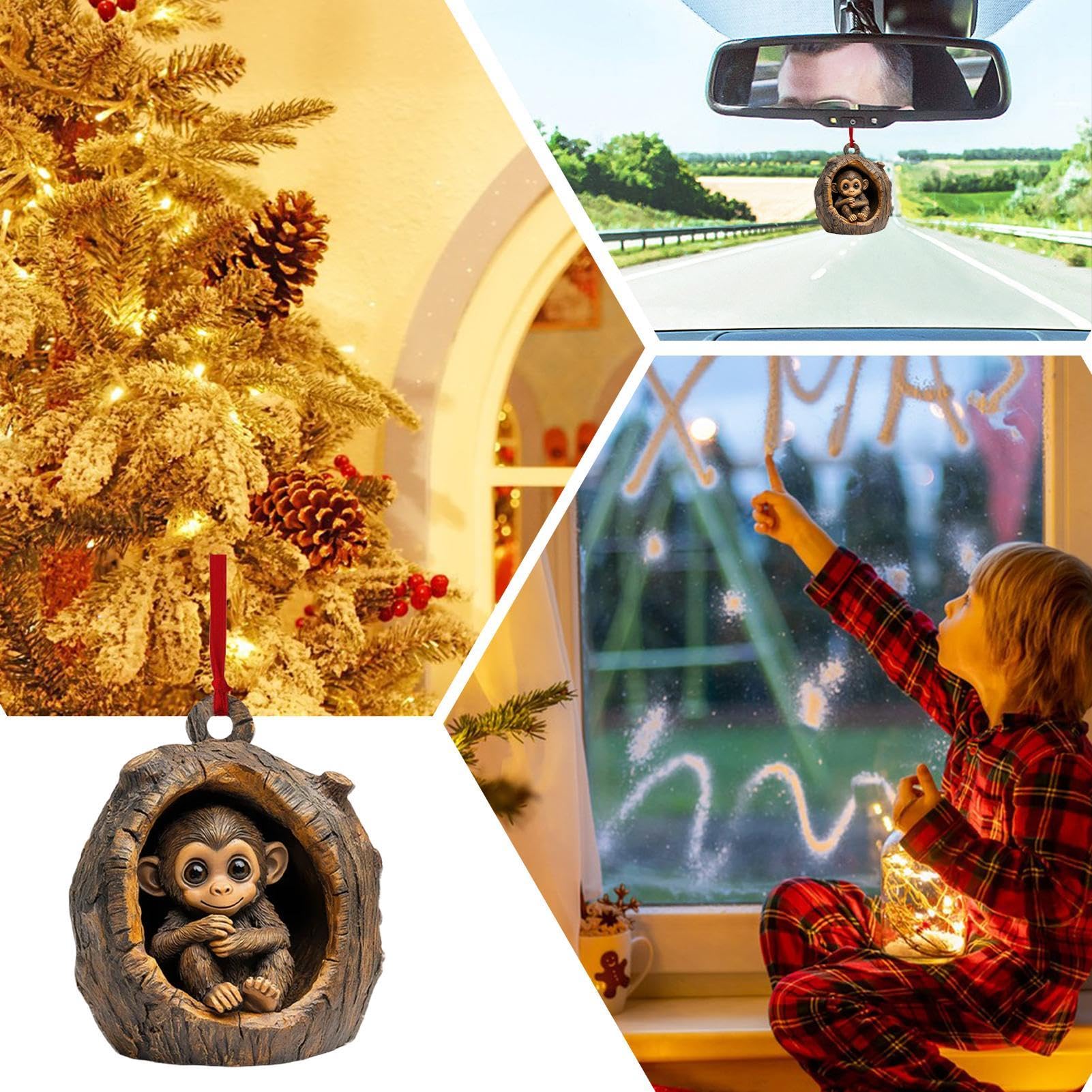 Ajuanbazha 8 stuks kerst acryl dierendecoratie, 2D dier kerstboom hangers, kerstboomversiering uil, bosdierdecoratie voor woonkamer en slaapkamer