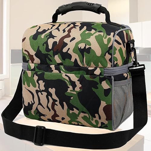 Miniatura 8 de FlowFly Lonchera térmica de doble capa con aislamiento térmico para adultos, bolsa grande para hombres, mujeres, con correa ajustable, bolsillo