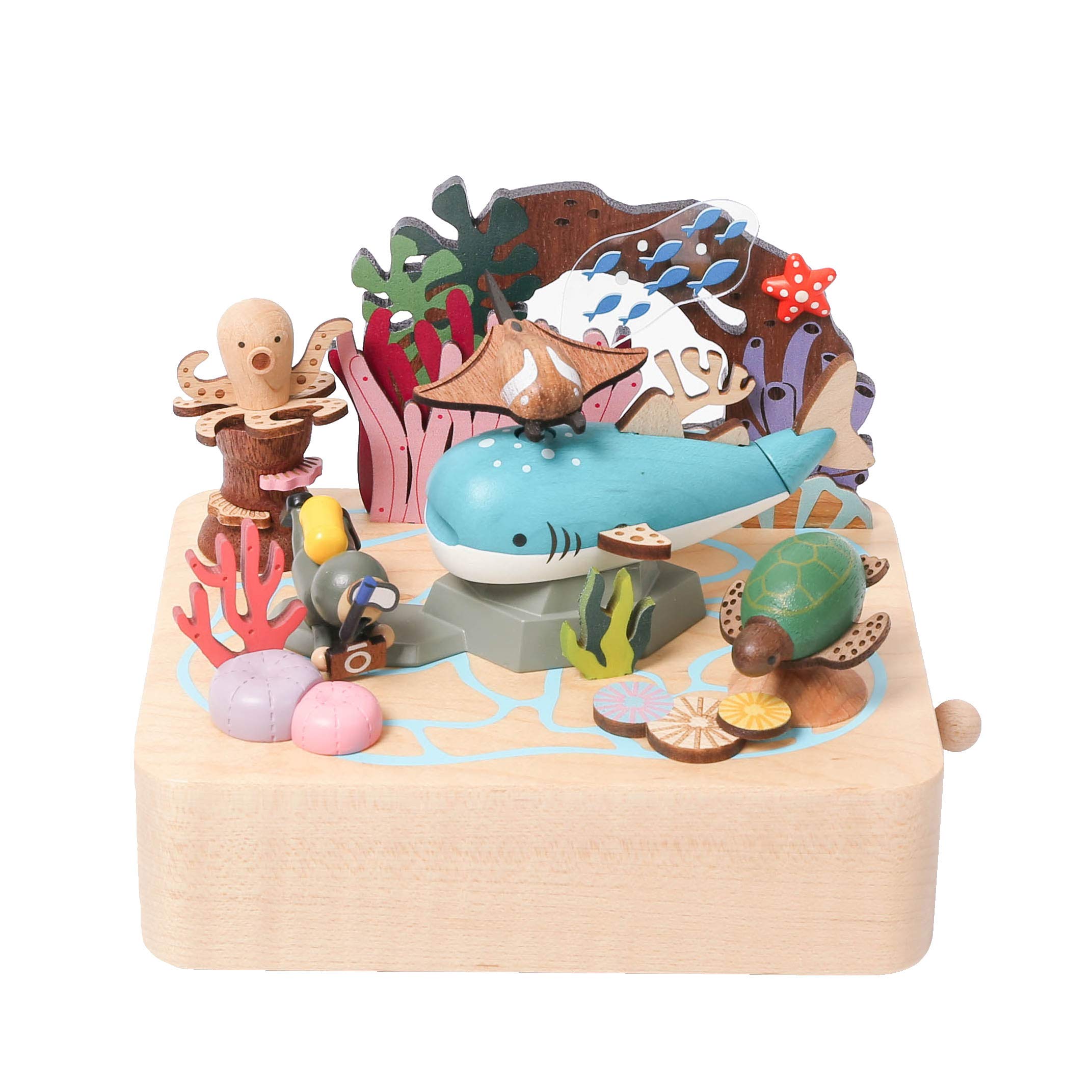 WOODERFUL LIFE Wooden Music Box | Whale Shark & Sea Friends