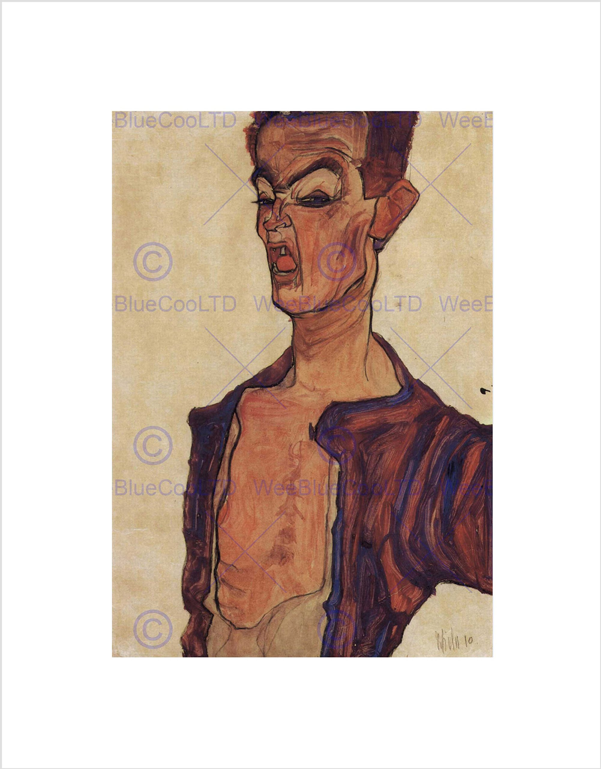 Wee Blue Coo Egon Schiele Self Portrait A Grimace Scissoring Wall Art Print